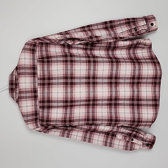 TILLEY Women's Pink Plaid Flannel Cotton Button  Down Shirt Front Pockets Sz M - Picture 4 of 13